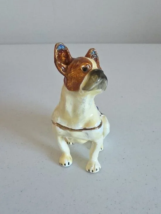 NIB TREASURES | Decorative Trinket Box French Bulldog Enamel Crystals - Picture 3 of 7